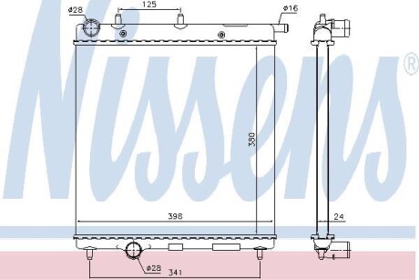 Радіатор охолодження двигуна C2/C3 1.0-1.6i 02- (398x380x23) (+AC) NISSENS 61278