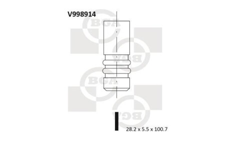 Клапан впускний 206/307/C3 1.4i 03- BGA V998914